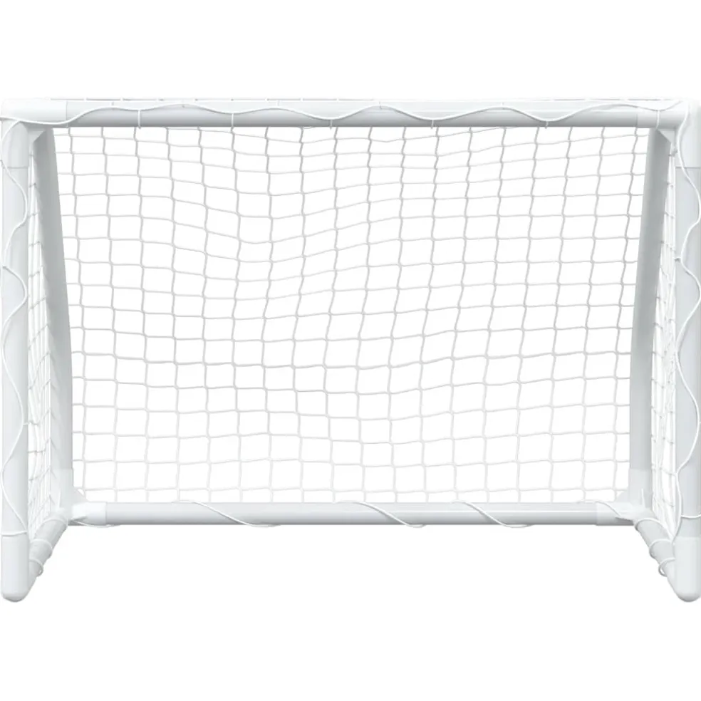 vidaXL Kindervoetbaldoelen 2 st met bal 64x35x48 cm metaal wit