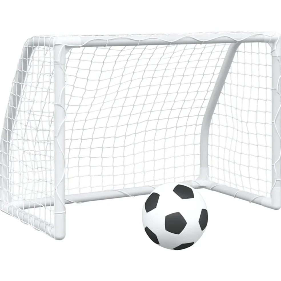 vidaXL Kindervoetbaldoelen 2 st met bal 64x35x48 cm metaal wit