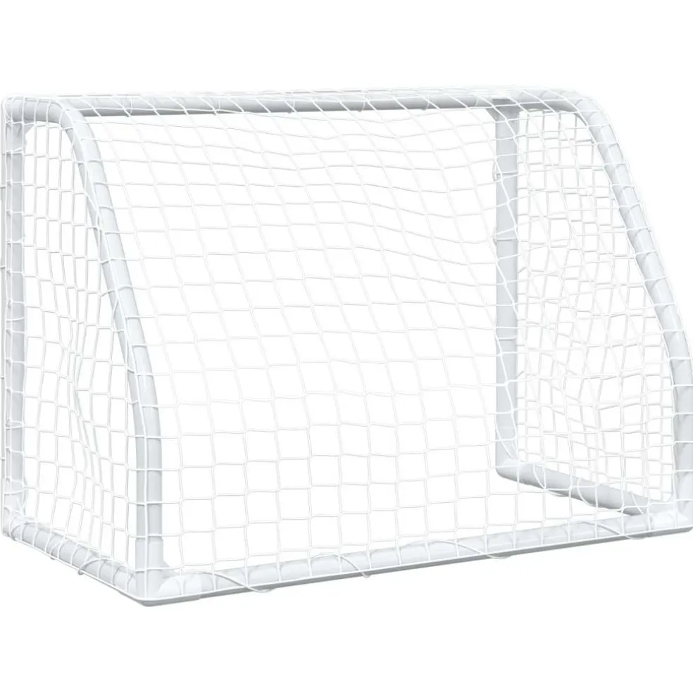 vidaXL Kindervoetbaldoelen 2 st met bal 64x35x48 cm metaal wit