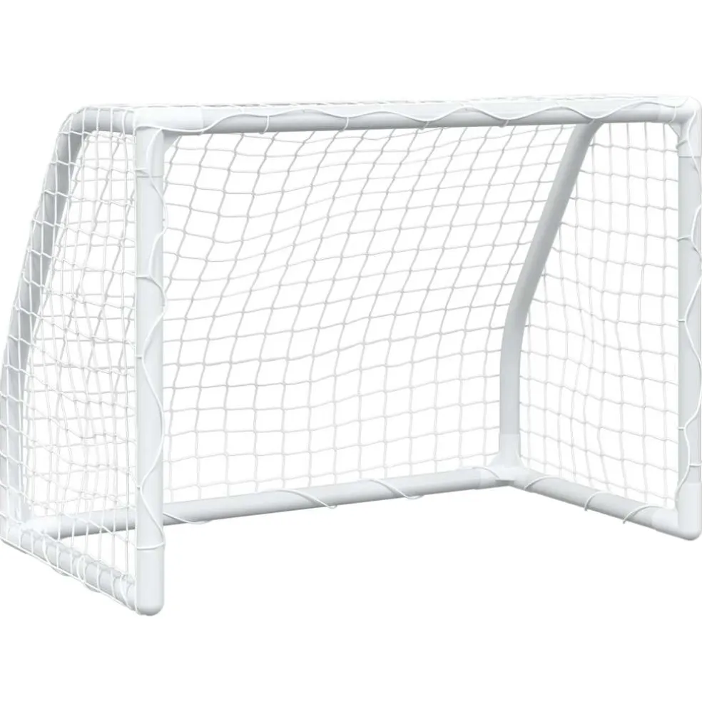 vidaXL Kindervoetbaldoelen 2 st met bal 64x35x48 cm metaal wit