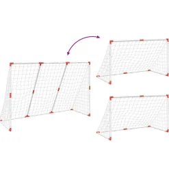 vidaXL Kindervoetbaldoel met ballen 2-in-1 184x64x124 cm wit