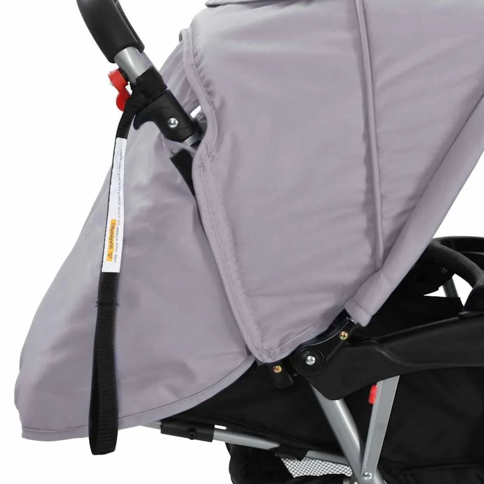 vidaXL Kinderwagen dubbel staal rood en zwart