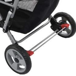 vidaXL Kinderwagen dubbel staal roze en zwart
