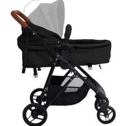vidaXL Kinderwagen 3-in-1 staal antracietkleurig en zwart