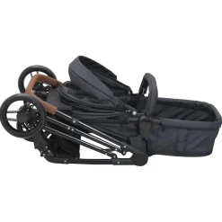 vidaXL Kinderwagen 2-in-1 staal antracietkleurig en zwart