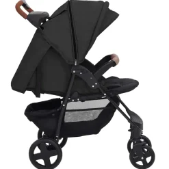 vidaXL Kinderwagen 3-in-1 staal antracietkleurig