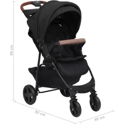 vidaXL Kinderwagen 3-in-1 staal antracietkleurig