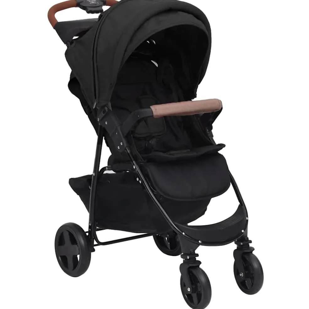 vidaXL Kinderwagen 3-in-1 staal antracietkleurig