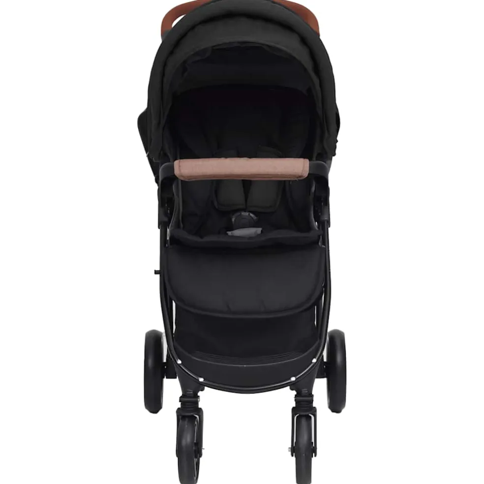 vidaXL Kinderwagen 3-in-1 staal antracietkleurig