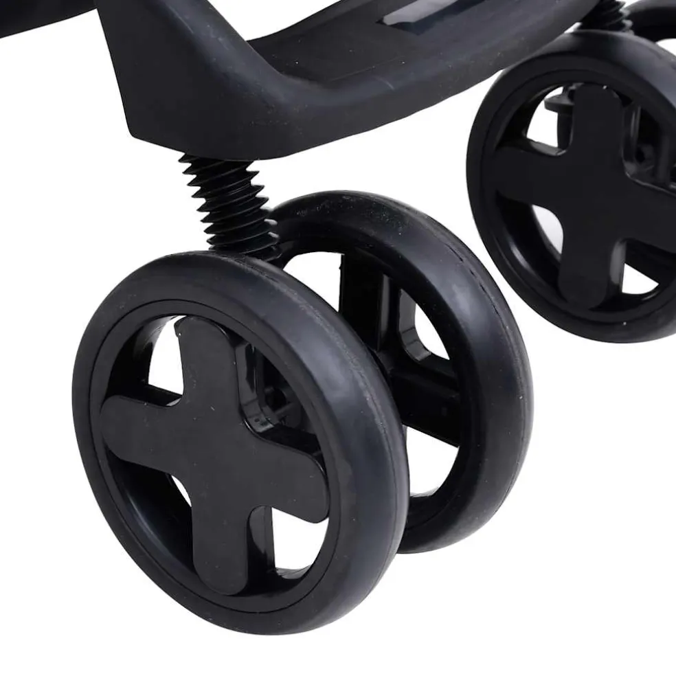vidaXL Kinderwagen 3-in-1 staal donkergrijs en zwart