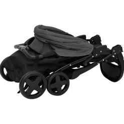vidaXL Kinderwagen 3-in-1 staal donkergrijs en zwart