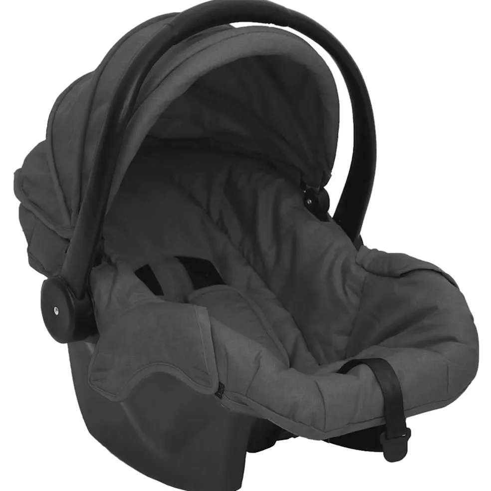 vidaXL Kinderwagen 3-in-1 staal donkergrijs en zwart