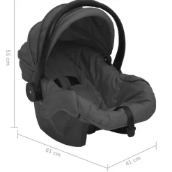vidaXL Kinderwagen 3-in-1 staal donkergrijs en zwart