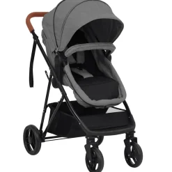 vidaXL Kinderwagen 3-in-1 staal lichtgrijs en zwart