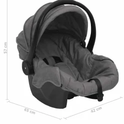 vidaXL Kinderwagen 3-in-1 staal lichtgrijs en zwart