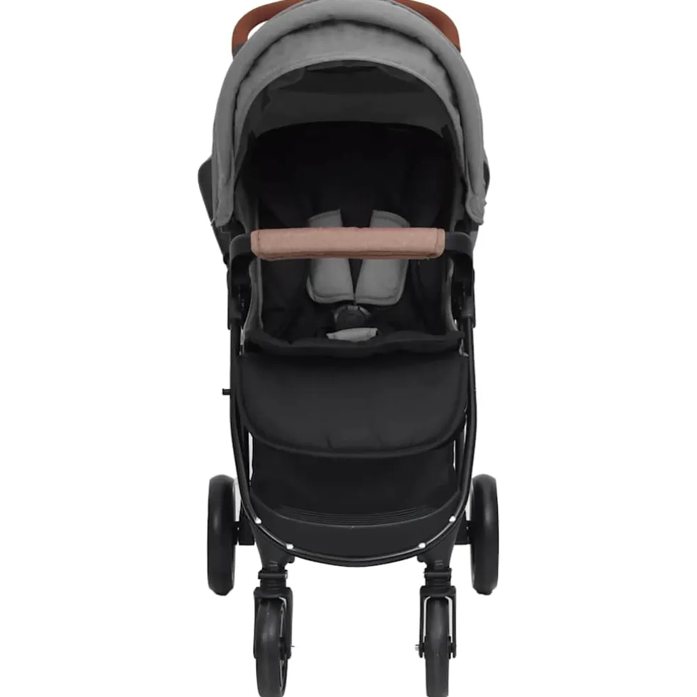 vidaXL Kinderwagen 2-in-1 staal lichtgrijs