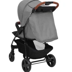 vidaXL Kinderwagen 2-in-1 staal lichtgrijs