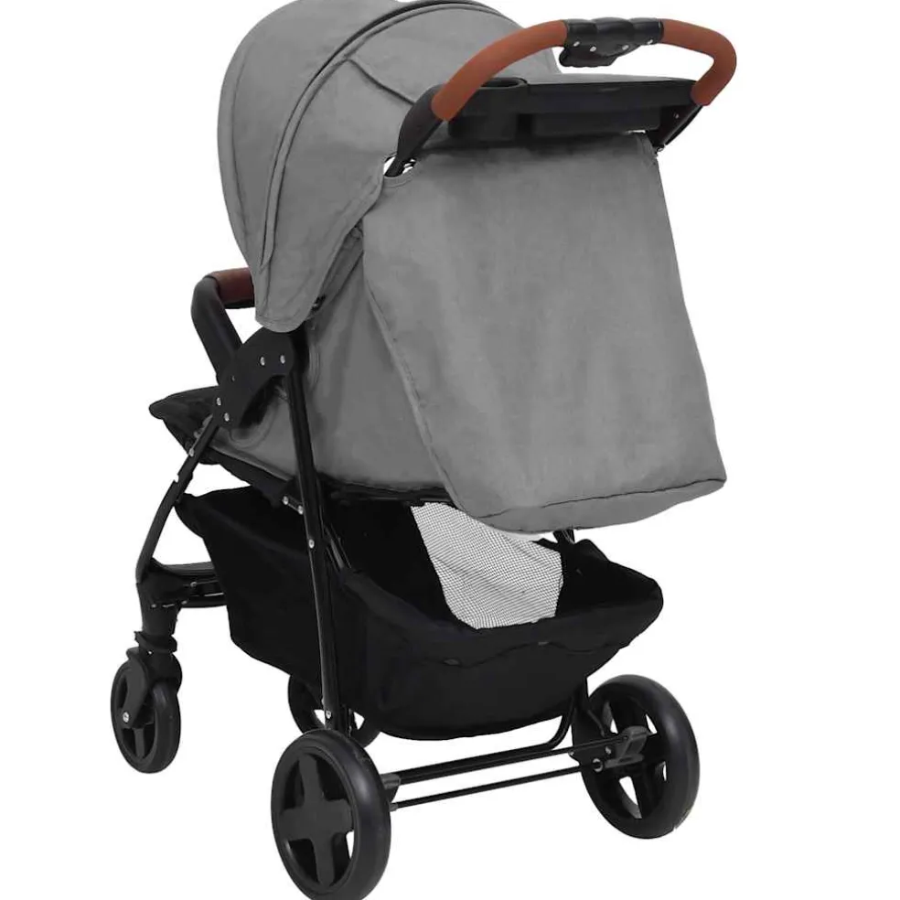 vidaXL Kinderwagen 2-in-1 staal lichtgrijs