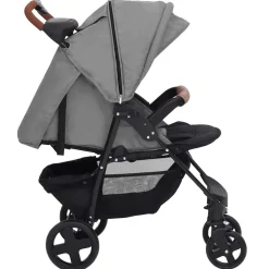 vidaXL Kinderwagen 2-in-1 staal lichtgrijs
