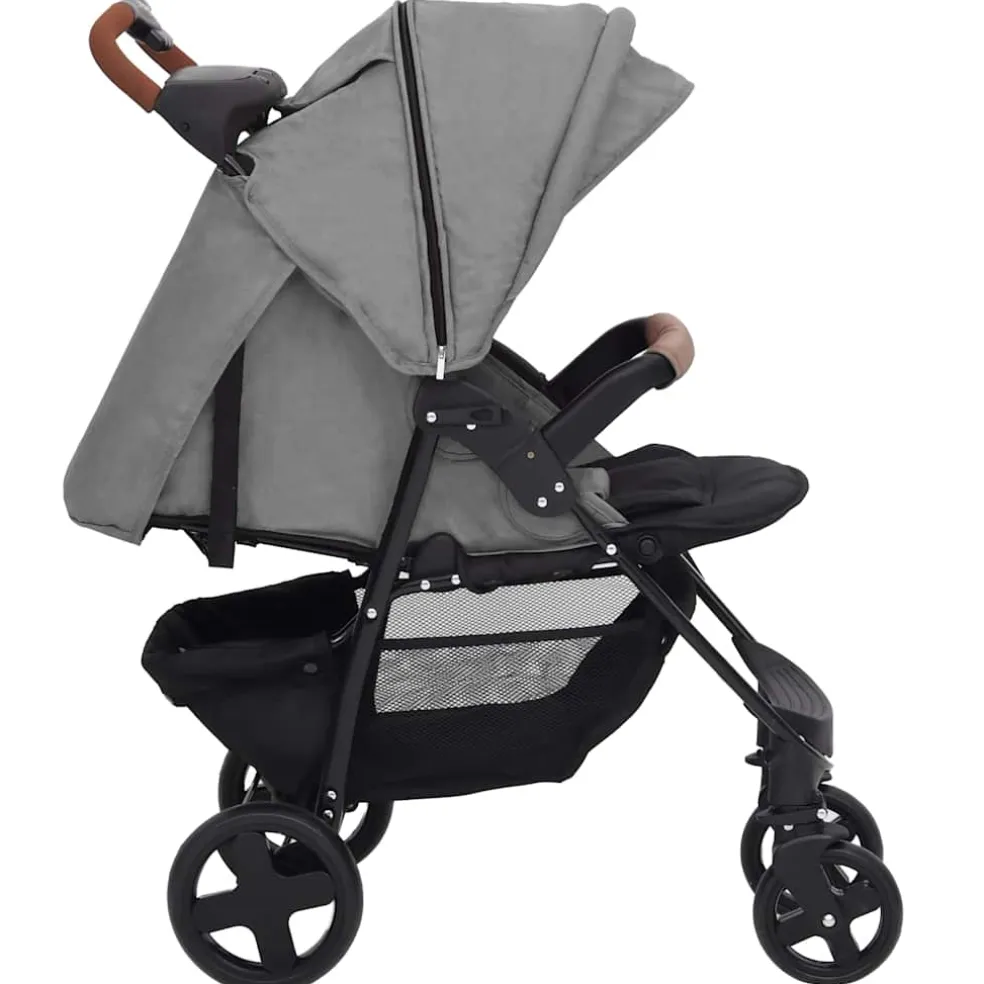 vidaXL Kinderwagen 2-in-1 staal lichtgrijs