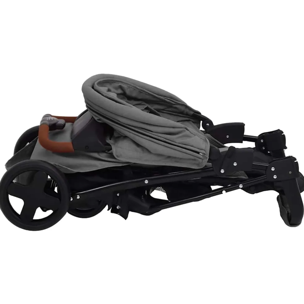 vidaXL Kinderwagen 2-in-1 staal lichtgrijs