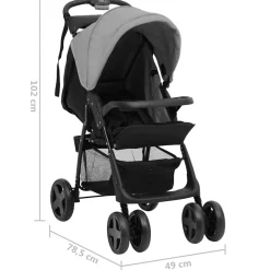 vidaXL Kinderwagen 3-in-1 staal lichtgrijs en zwart