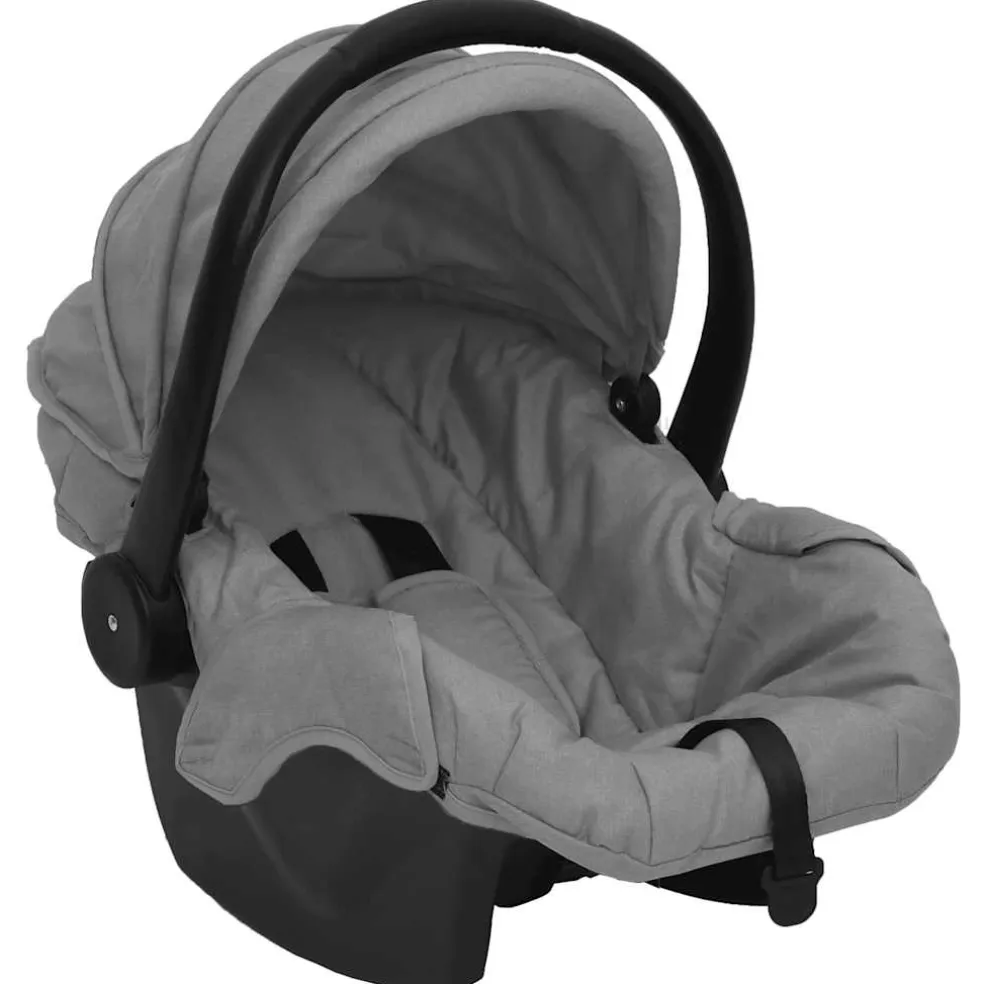 vidaXL Kinderwagen 3-in-1 staal lichtgrijs en zwart