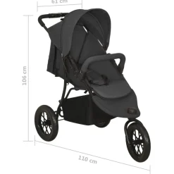 vidaXL Kinderwagen staal antracietkleurig