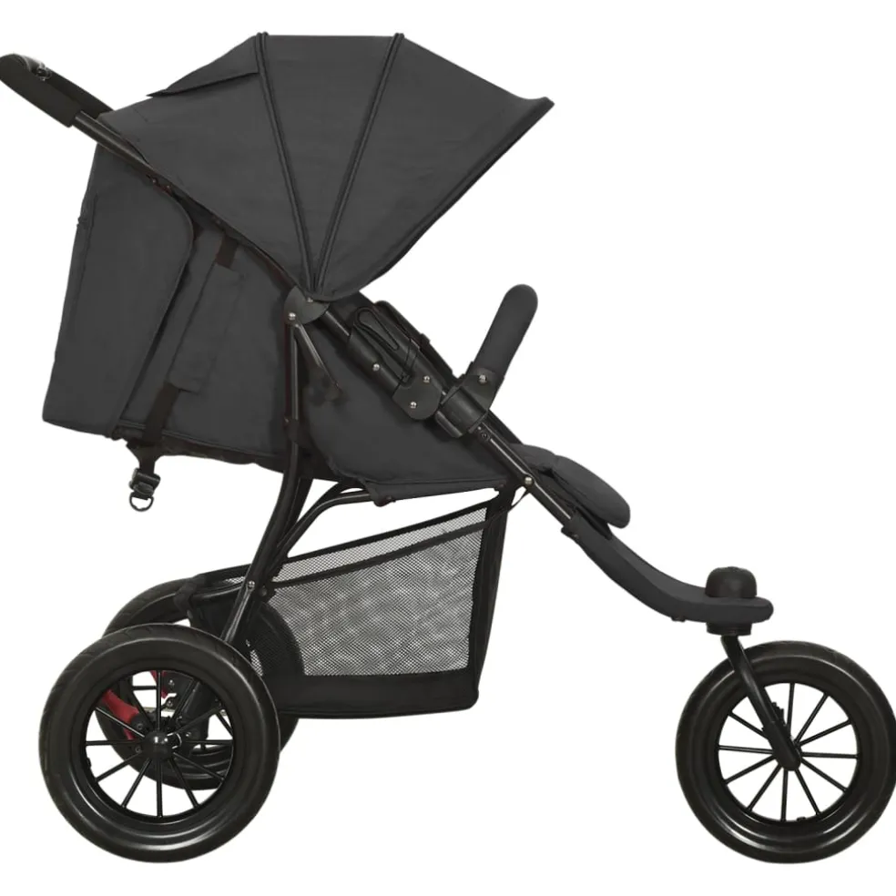 vidaXL Kinderwagen staal antracietkleurig