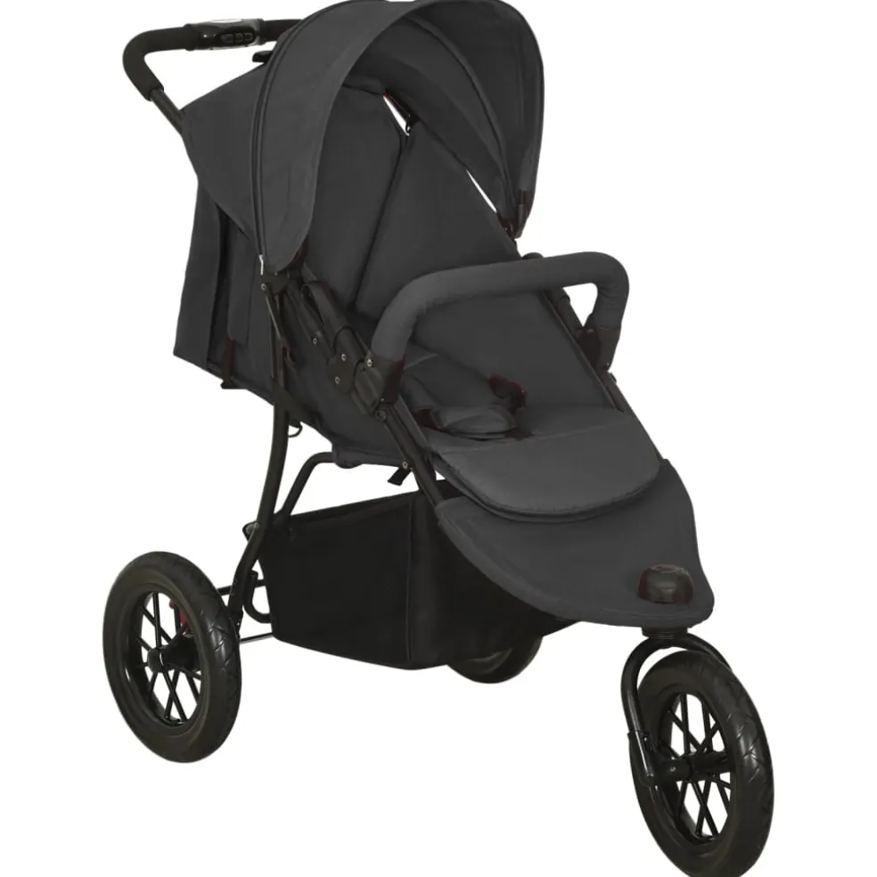 vidaXL Kinderwagen staal antracietkleurig