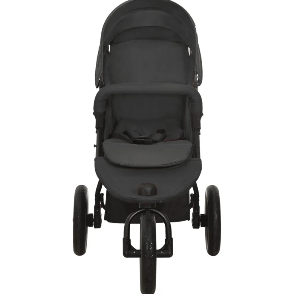 vidaXL Kinderwagen staal antracietkleurig