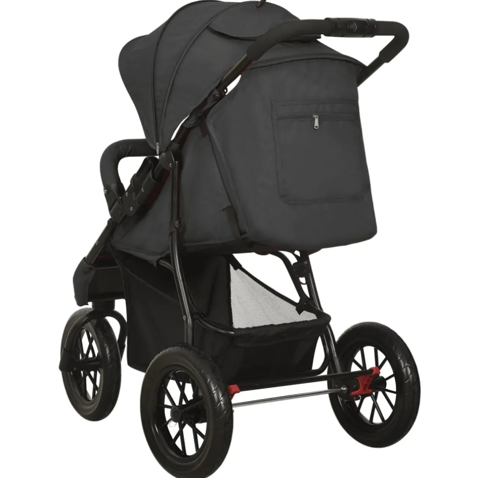vidaXL Kinderwagen staal antracietkleurig