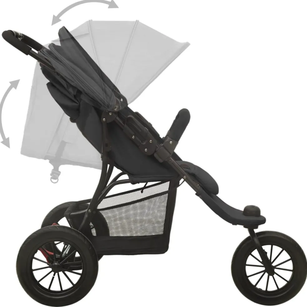 vidaXL Kinderwagen staal antracietkleurig