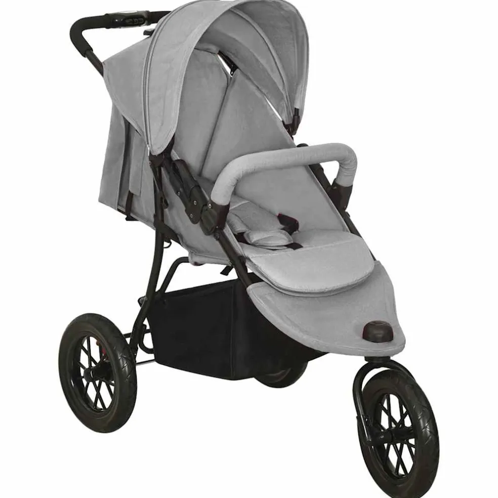 vidaXL Kinderwagen staal lichtgrijs