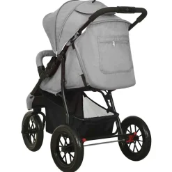 vidaXL Kinderwagen staal lichtgrijs