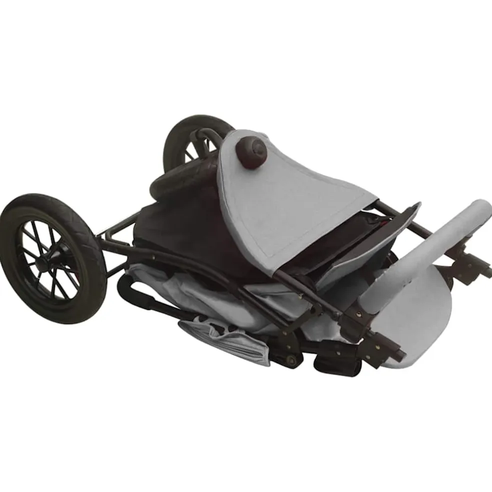 vidaXL Kinderwagen staal lichtgrijs