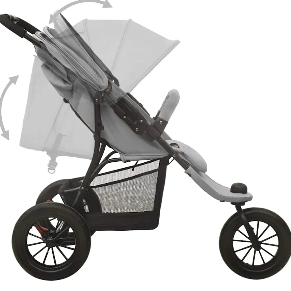 vidaXL Kinderwagen staal lichtgrijs