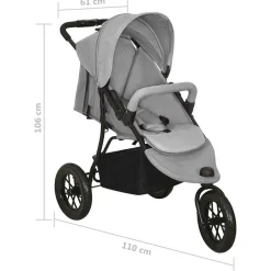 vidaXL Kinderwagen staal lichtgrijs