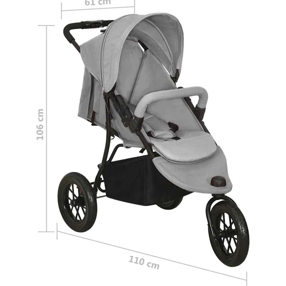 vidaXL Kinderwagen staal lichtgrijs