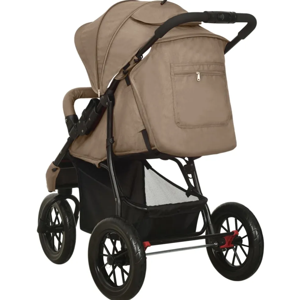 vidaXL Kinderwagen staal taupe