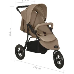 vidaXL Kinderwagen staal taupe
