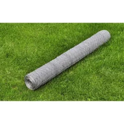 vidaXL Kippengaas 25x0,5 m gegalvaniseerd staal zilverkleurig