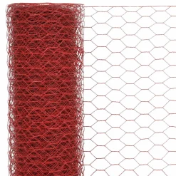 vidaXL Kippengaas 25x1 m staal met PVC coating rood