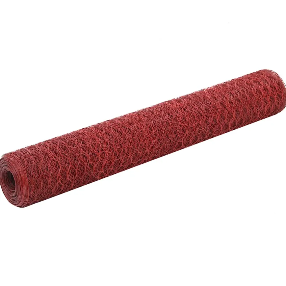 vidaXL Kippengaas 25x1 m staal met PVC coating rood
