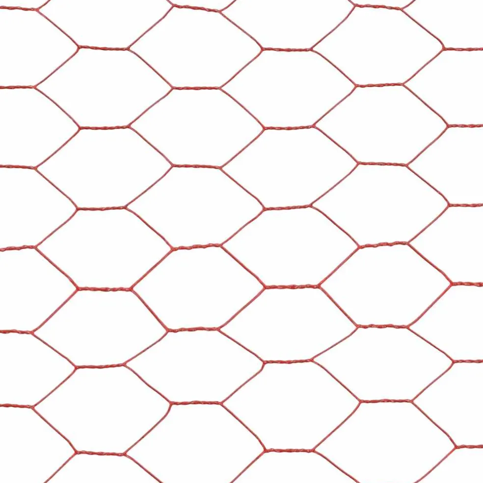 vidaXL Kippengaas 25x1 m staal met PVC coating rood
