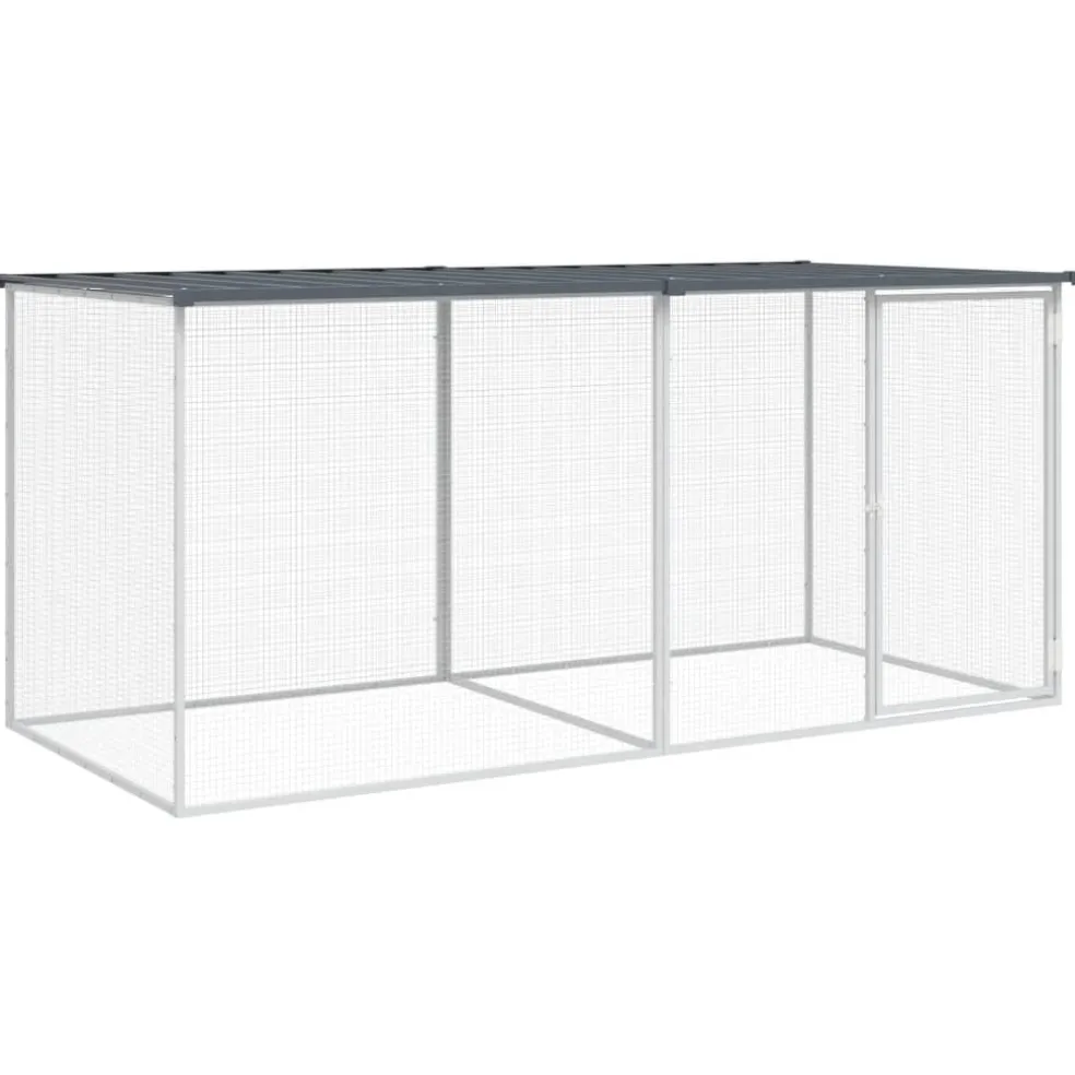 vidaXL Kippenhok met dak antraciet 203x98x90 cm gegalvaniseerd staal