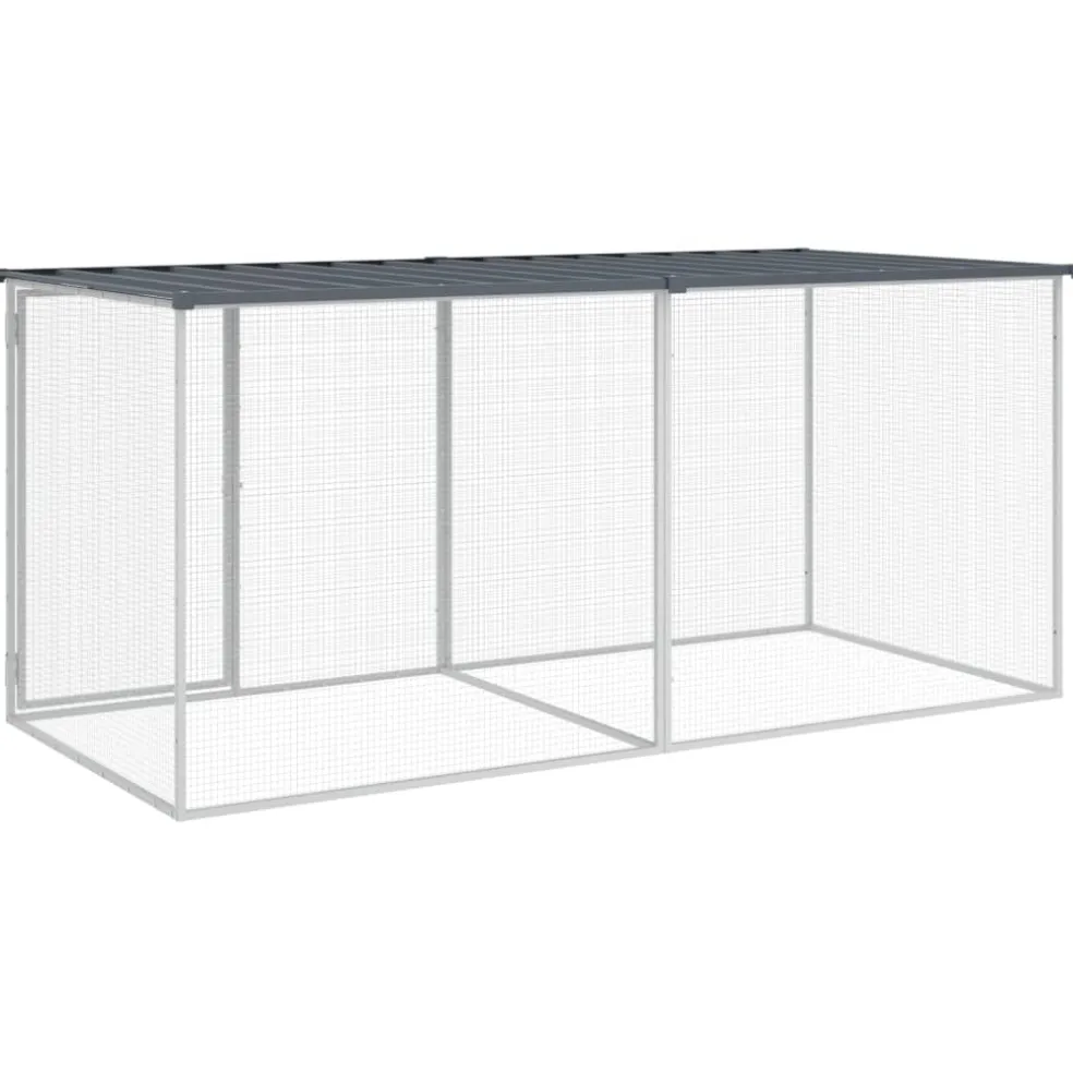 vidaXL Kippenhok met dak antraciet 203x98x90 cm gegalvaniseerd staal