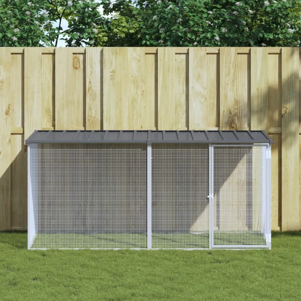 vidaXL Kippenhok met dak antraciet 203x98x90 cm gegalvaniseerd staal