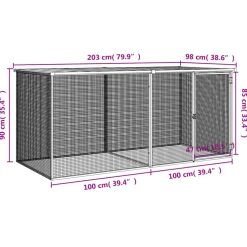 vidaXL Kippenhok met dak antraciet 203x98x90 cm gegalvaniseerd staal