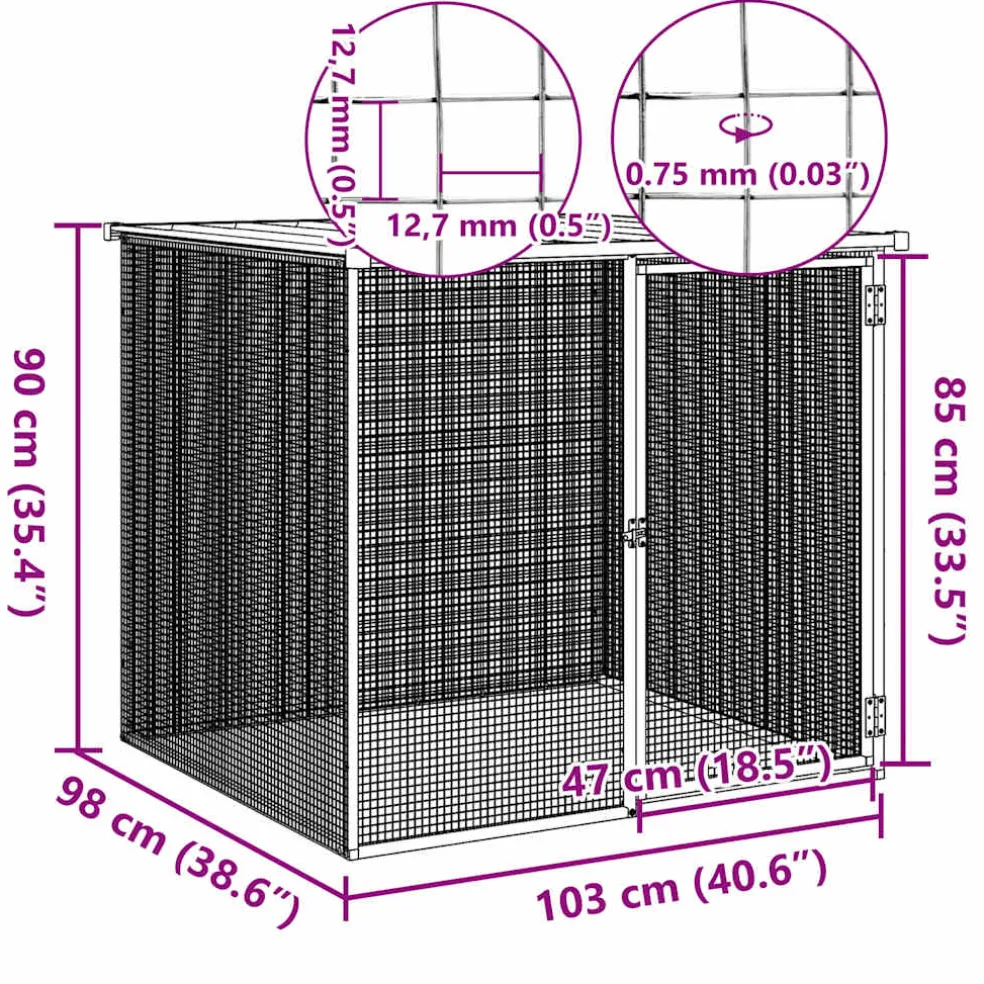 vidaXL Kippenhok met dak 103x98x90 cm gegalvaniseerd staal lichtgrijs